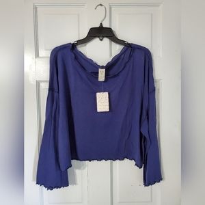 Free People Cropped Tee in Moonlit Surf - L - NWT